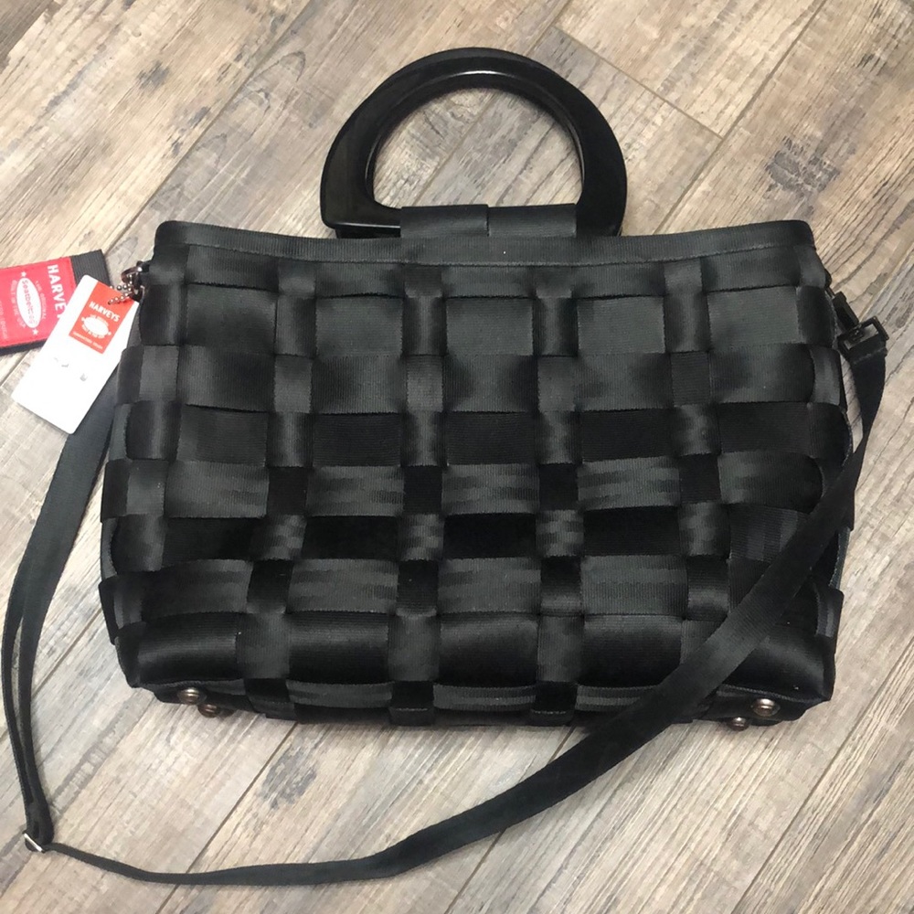 Harvey’s Black Margo satchel w/ crossbody strap